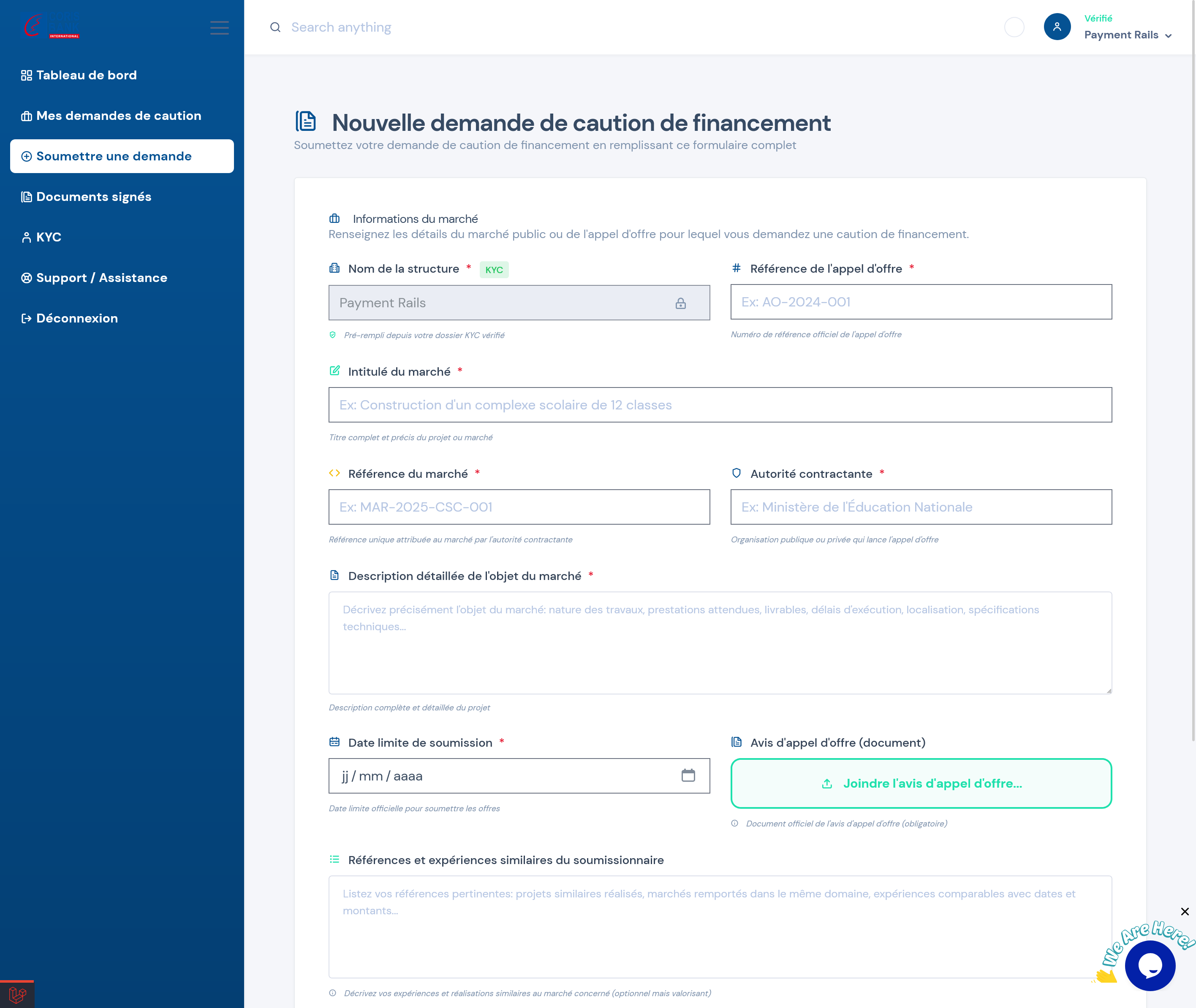 Aperçu du tableau de bord client